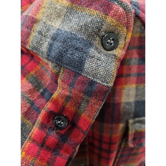 Vintage Pendleton Large 16 1/2 Plaid Virgin Wool Flannel Button‎ Up Shirt FLAWED - Picture 5 of 13